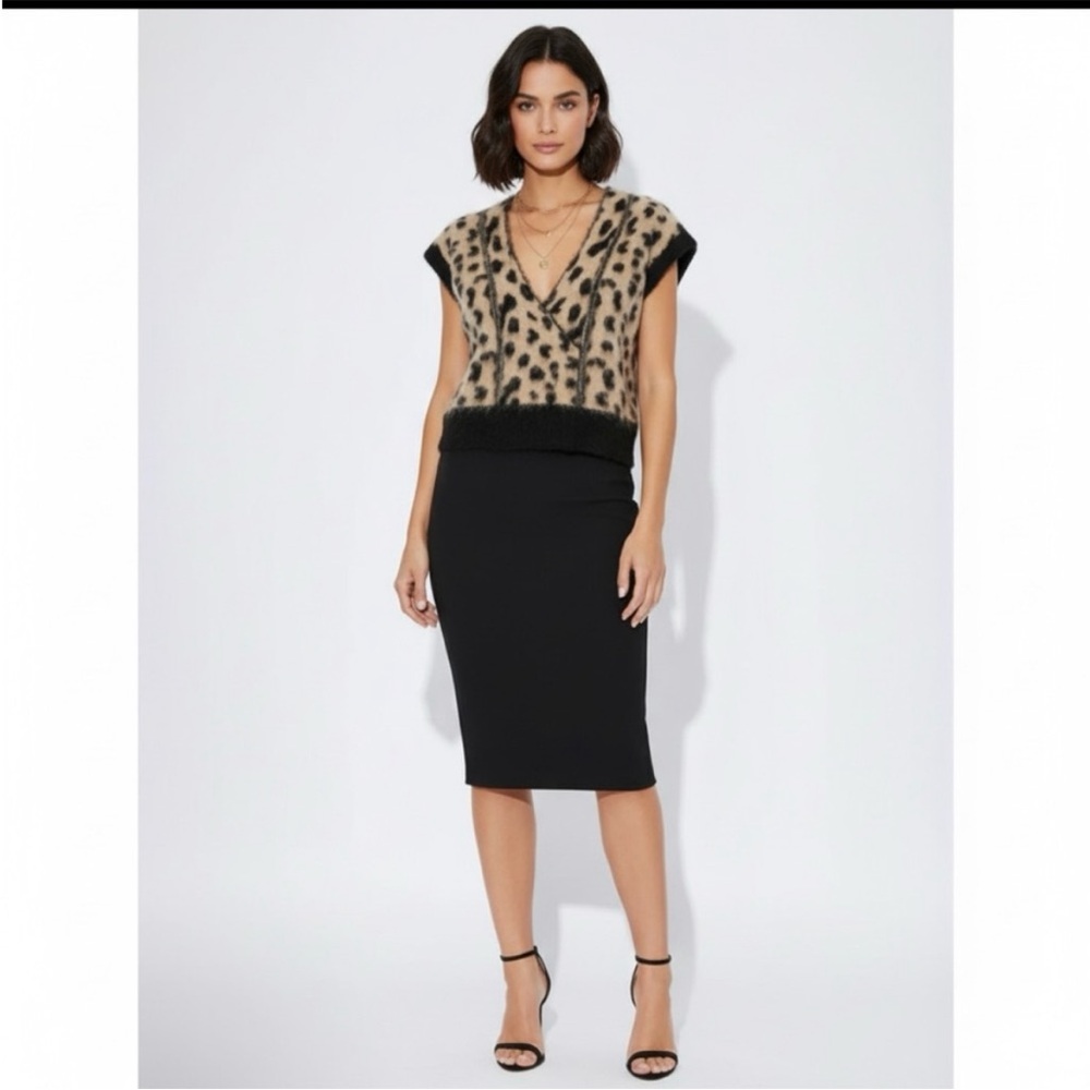 RtA Mohair Maisie Sweater Vest Top Leopard Jaguar Print Medium